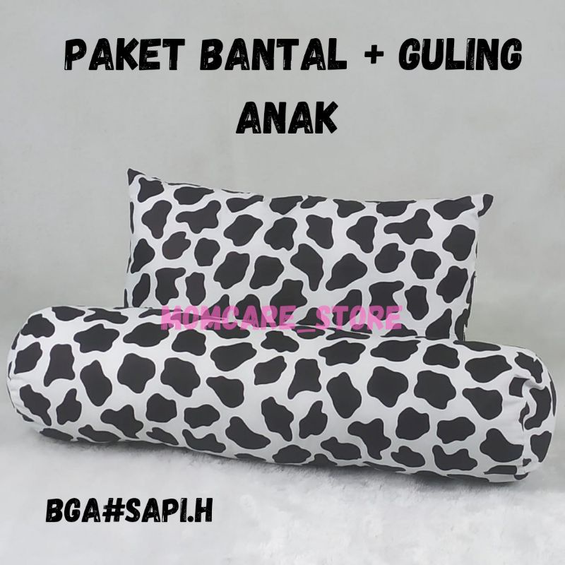 PAKET GULING + BANTAL JUNIOR MOTIF SAPI HITAM