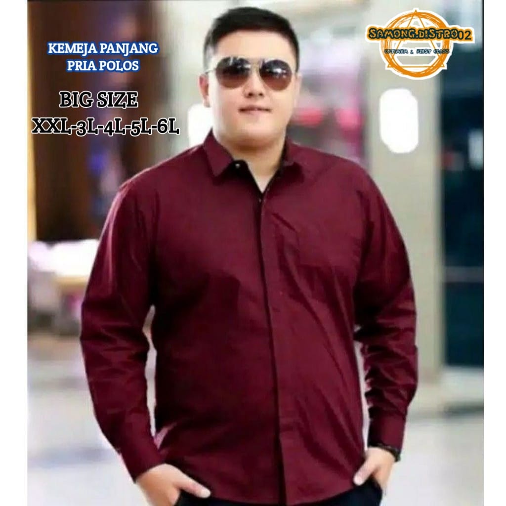 KEMEJA HARIAN PRIA PANJANG POLOS BIG SIZE XXL - 3L - 4L - 5L