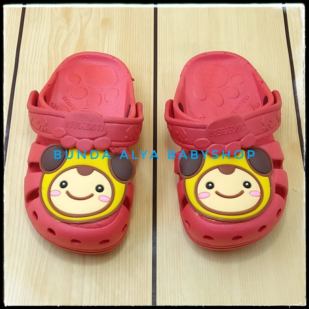 Sandal Anak Perempuan Karet Usia 3 4 Tahun MERAH - Sendal Anak Elastis Karet Anti Licin Motif Lucu Size 26 - 29