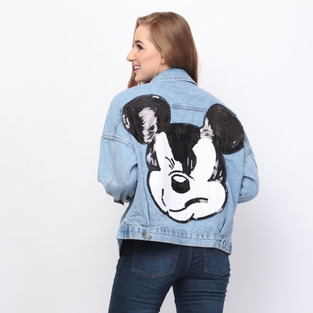 LADYGOOSE - JAKET JEANS OVERSIZE HEAD MICKEY - jaket jeans wanita - jaket wanita - jaket import