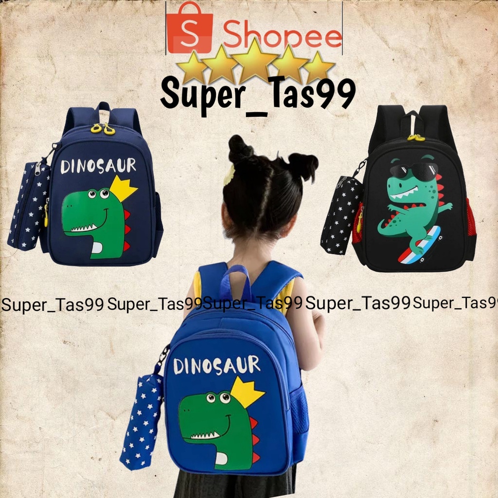 ST99_ Tas Ransel Anak Sekolah Terbaru 2022 - Tas RAnsel Anak Kapasitas Besar - Ransel Motif Dinosaurus