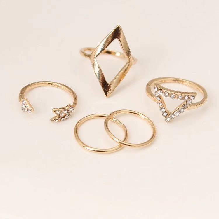 [Bayar Di Tempat]5 Pcs Cincin Set Knuckle Midi Bertumpuk / Set Cincin Knuckle Import