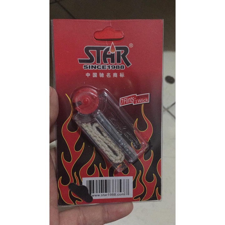 korek sumbu dan batu isi 7pcs merk STAR / 1 wick 7 flint