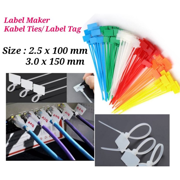 

READY Kabel Tis Tie Ties Cable Label Maker Marker Name Tag Label Pengikat - 3.0 X 150 PUTIH, Tanpa Bubble TERLARIS