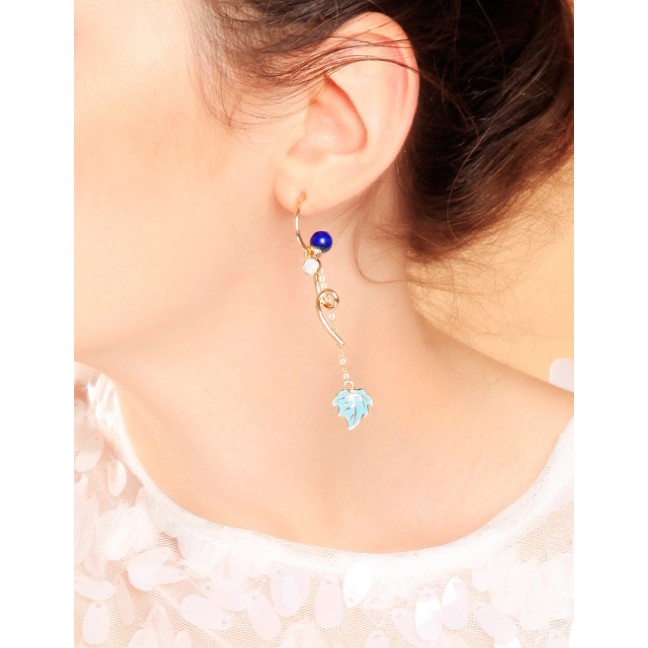 LRC Anting Gantung Fashion Leaf Earrings Drop Glaze Leaf Earrings D09011