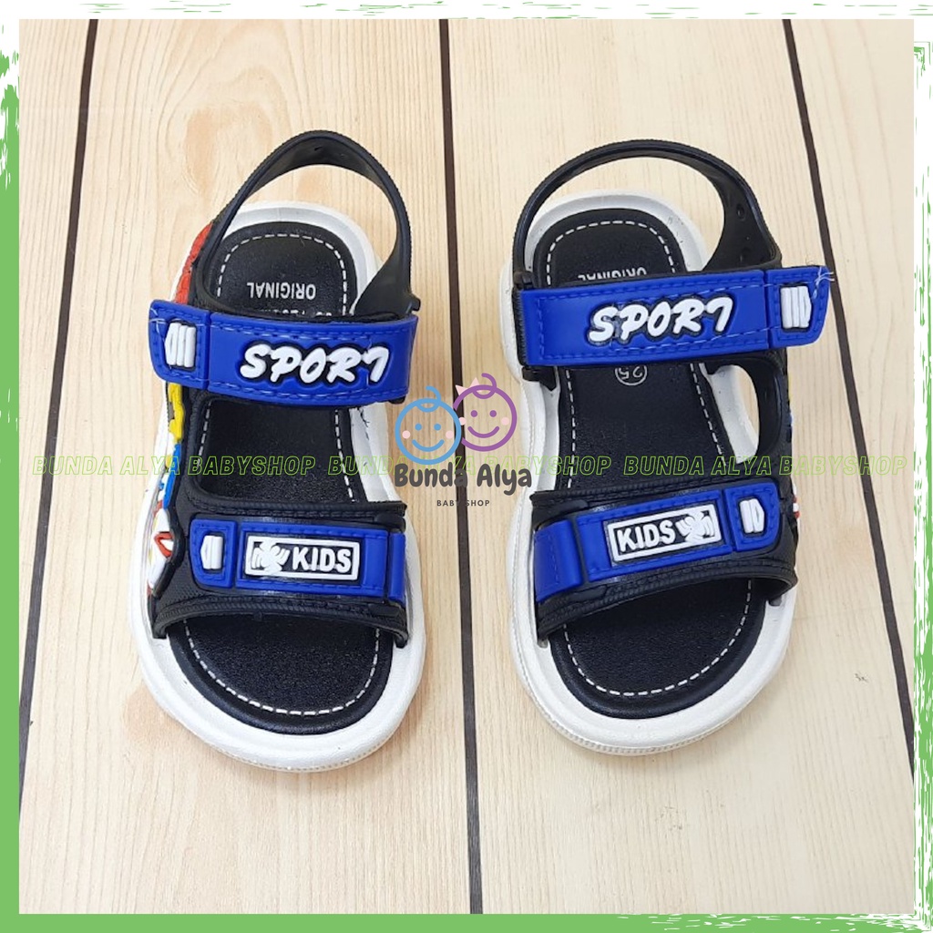 Sendal Anak Laki IMPORT Usia 1 Sampai 4  Tahun BIRU Model Tali Velcro - Sepatu Sandal Anak Model Keren Bahan Karet Elastis Anti Licin Nyaman Dipakai Size 21-30