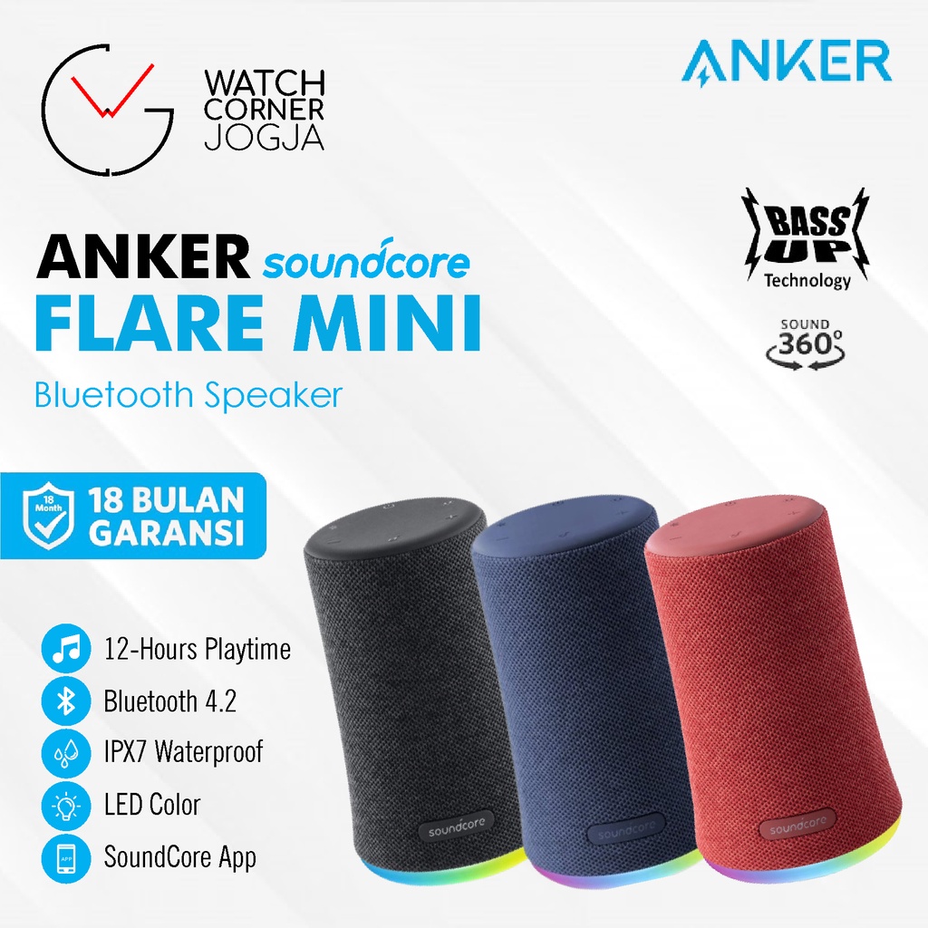 ANKER SoundCore Flare Mini Portable Bluetooth Speaker IPX7 ORIGINAL A3167