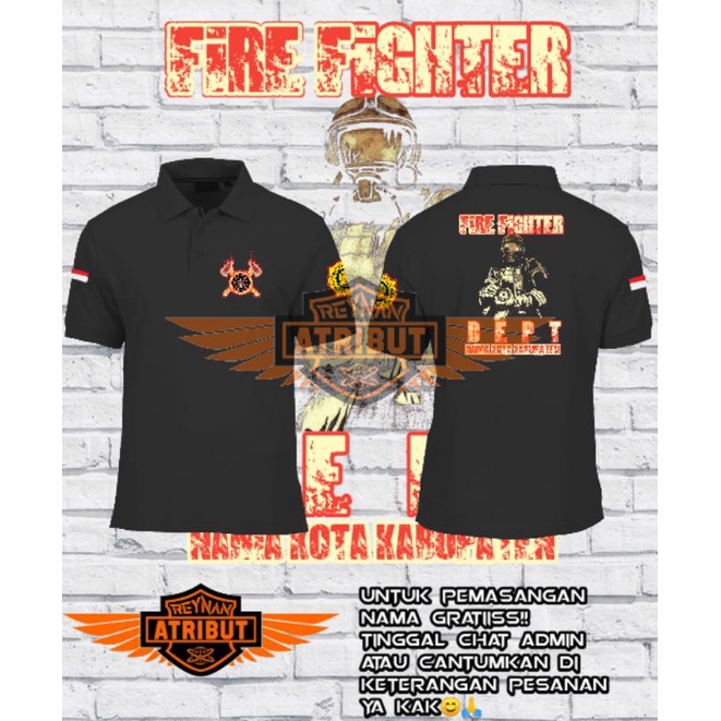 kaos polo fire fighter / kaos polo damkar / kaos wangki fire fighter / kaos wangki damkar