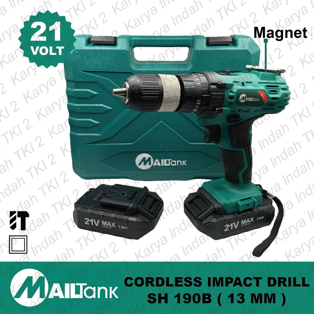 Jual Cordless Impact Drill 13mm MAILTANK SH190B 21 Volt Mesin Bor ...