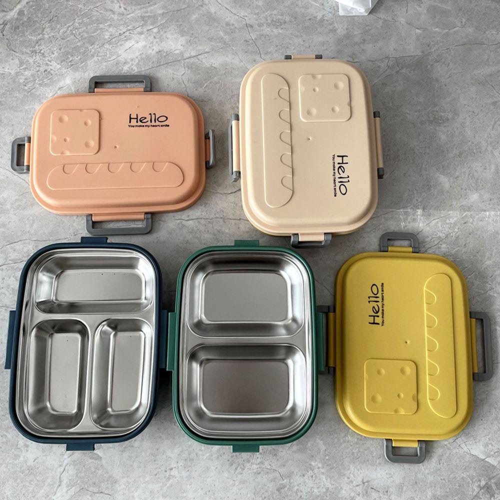 SOLIGHTER Office Lunch Box Candy Color Tableware Box Storage Boxes Portable Stainless Steel Bento Case 2/3 Compartments Food Container/Multicolor