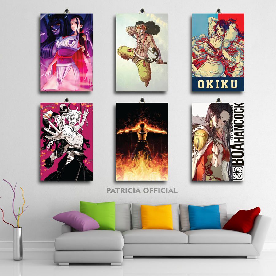 Jual PAJANGAN KAMAR COWOK ANIME ONE PIECE TRAFALGAR LAW SHANKS 20X30