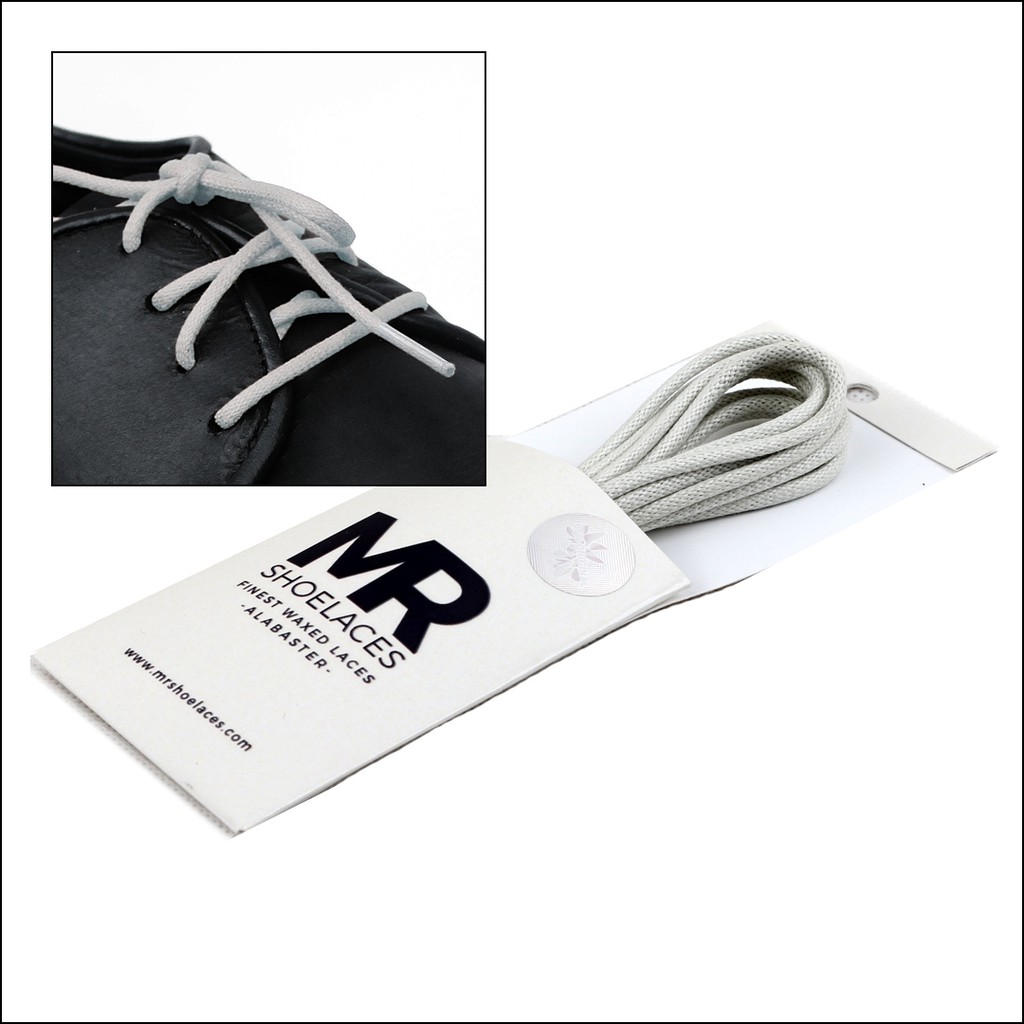 MR Shoelaces RD32 Alabaster Tali Sepatu Lilin 2-3mm Bulat Round 50cm 60cm 70cm 80cm 90cm 100cm 120cm 150cm (Waxed Laces) - Premium Shoelace