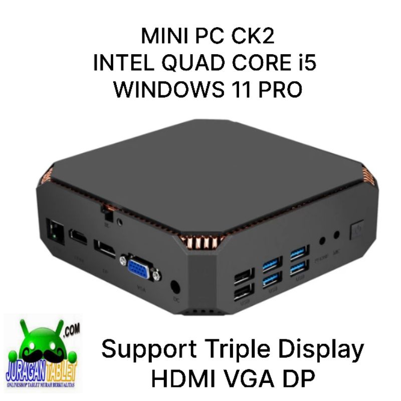 Mini PC CK2 Intel Core i5 7200U Triple Display HDMI VGA DP 4K WiFi SSD Windows 11 Pro