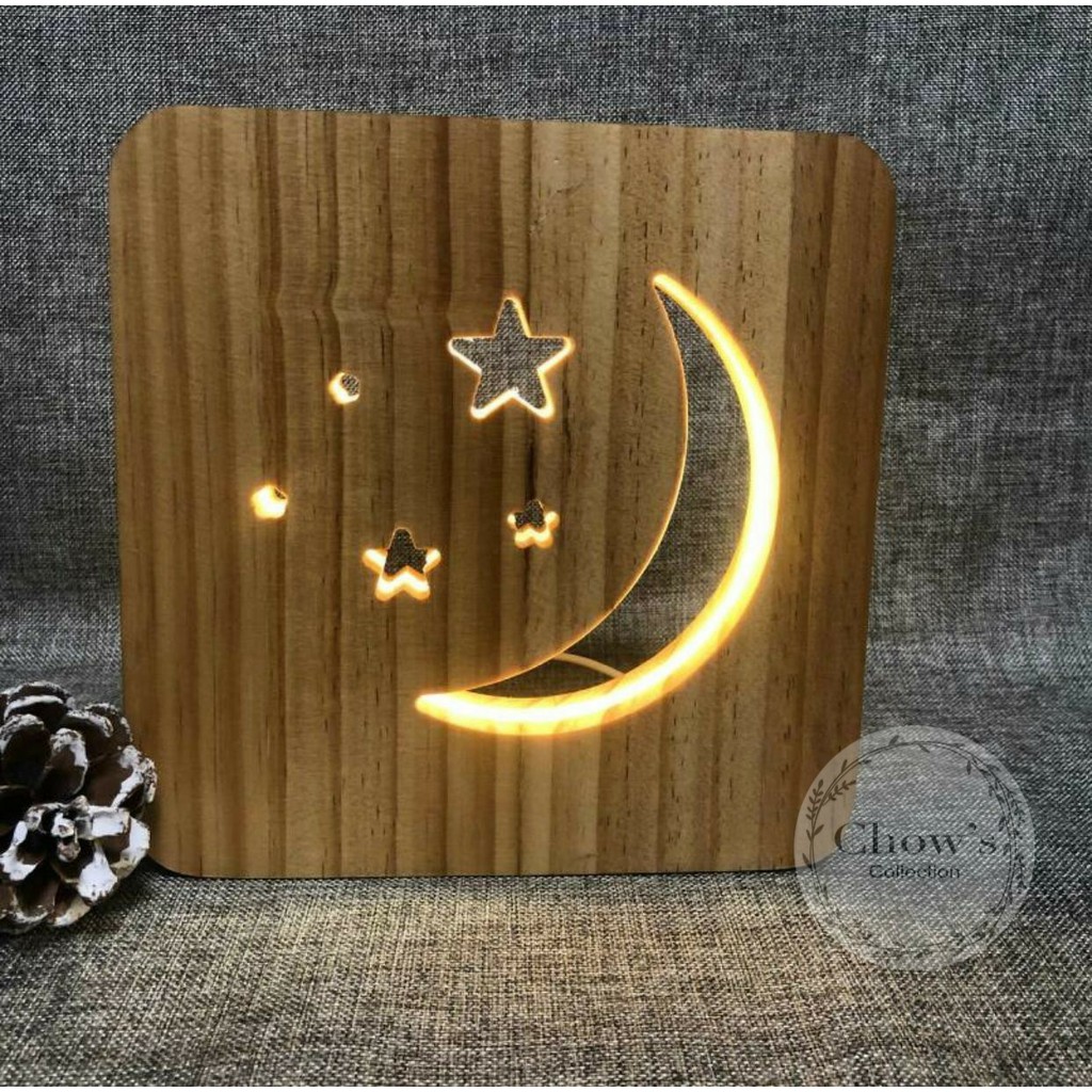 Lampu Hias 3D LED Kayu / Lampu Tidur Karakter Lucu / Wooden Lamp 3D / Lampu Meja / Desk / LED Lamp