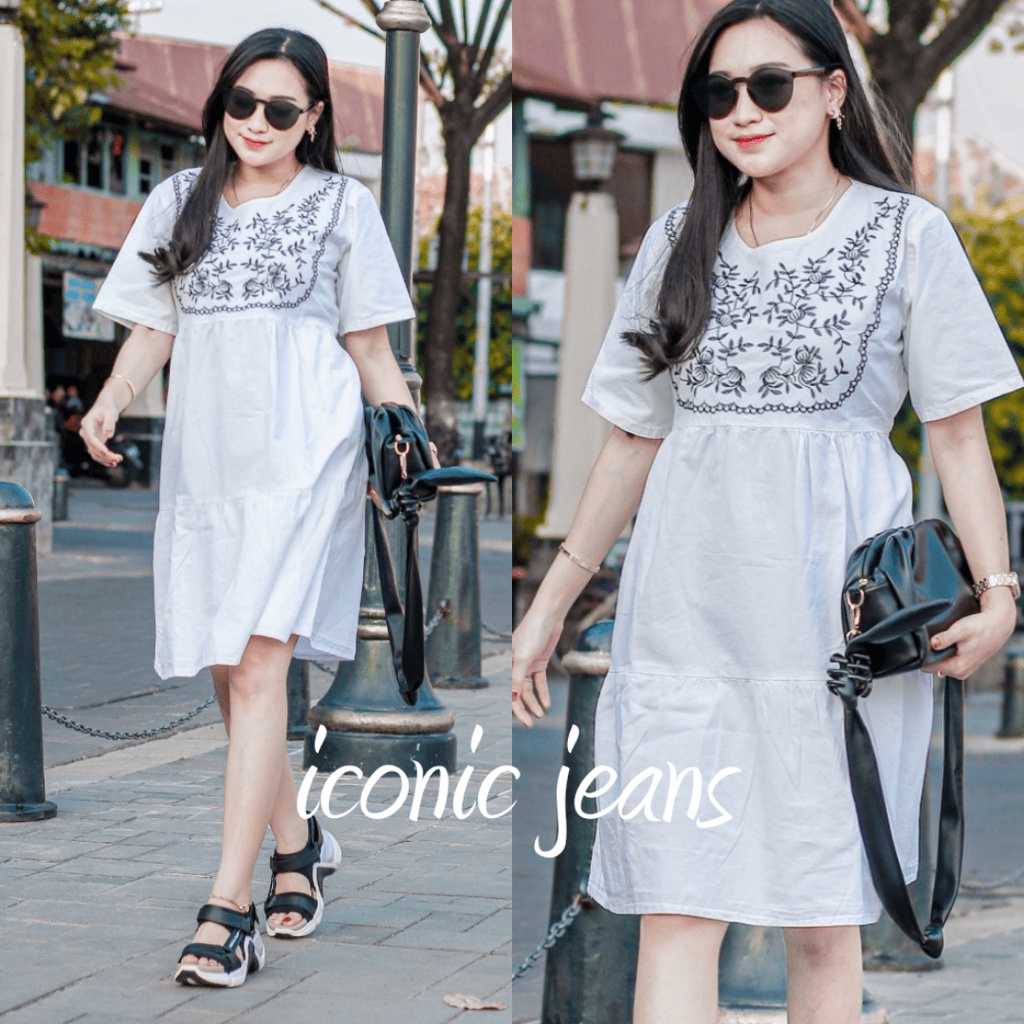 FLORY dan FLORA B&amp;W DENIM DRESS