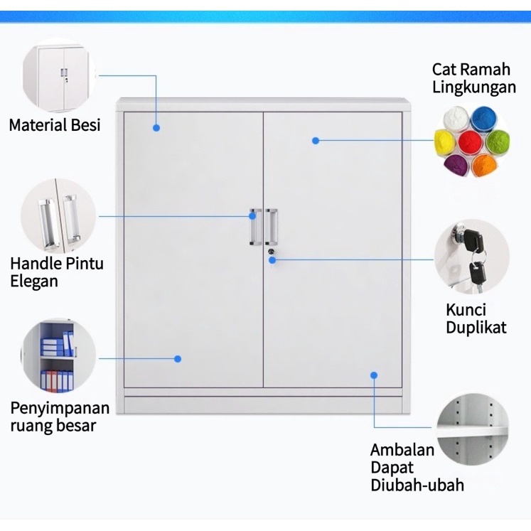 Lemari Arsip Filling Kabinet Pintu Buka Tutup Kaca Furnibest