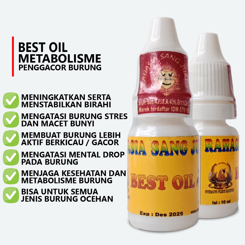 BEST OIL METABOLISME 10 ML | BASE OIL METABOLISME BURUNG OBAT BURUNG MACET BUNYI PLECI KENARI KOLIBRI SOGON MENINGKATKAN BIRAHI BURUNG