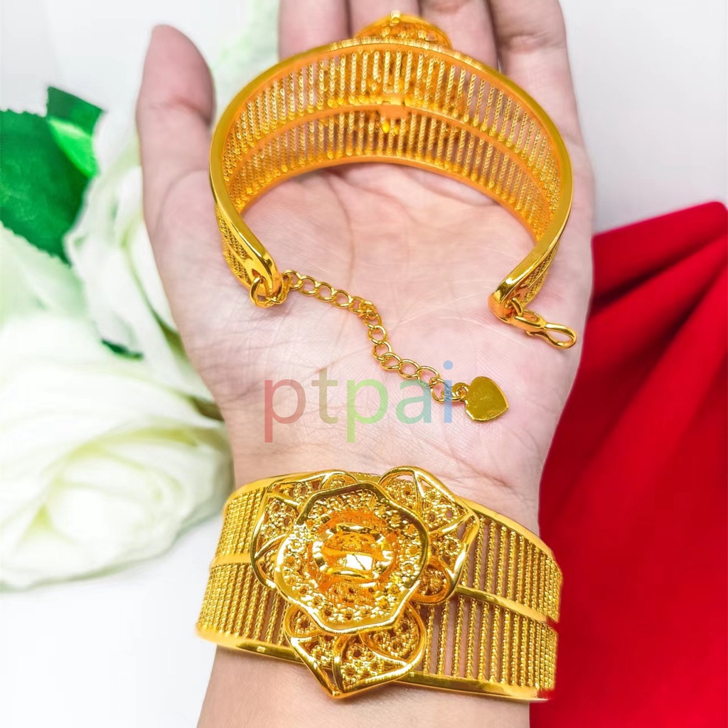 Gelang tangan Keroncong lapis Emas 24k xuping fashion perhiasan bangle