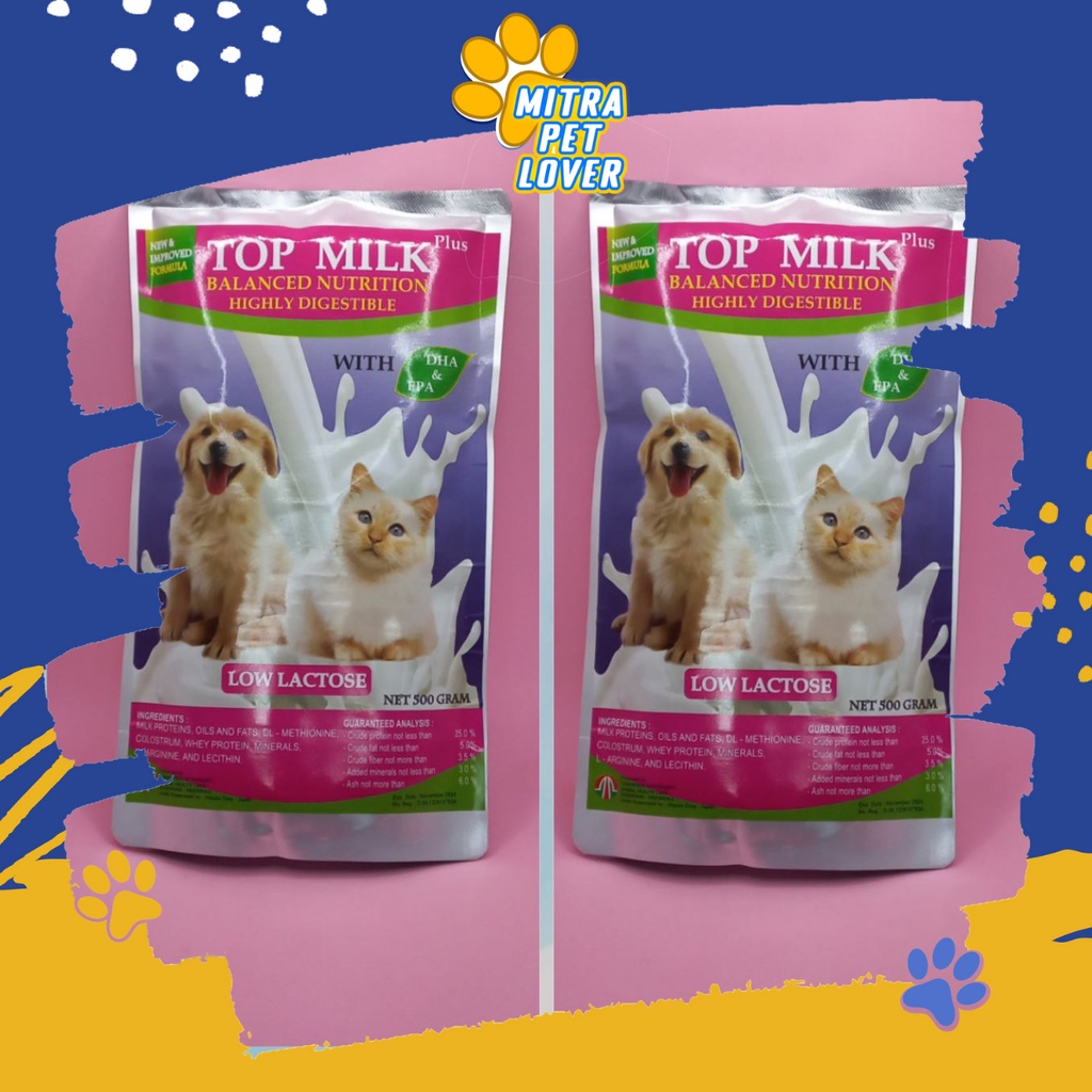 SUSU ANJING &amp; KUCING - TOP MILK DOG CAT 500 GRAM ORIGINAL - SUSU DENGAN DHA DAN EPA AMAN SEHAT ENAK TOPMILK MURAH BERKUALITAS PET ANIMAL HEALTHCARE AND VETERINARY TAMASINDO OBAT KESEHATAN DAN VITAMIN TERNAK HEWAN BINATANG PELIHARAAN MITRAPETLOVER