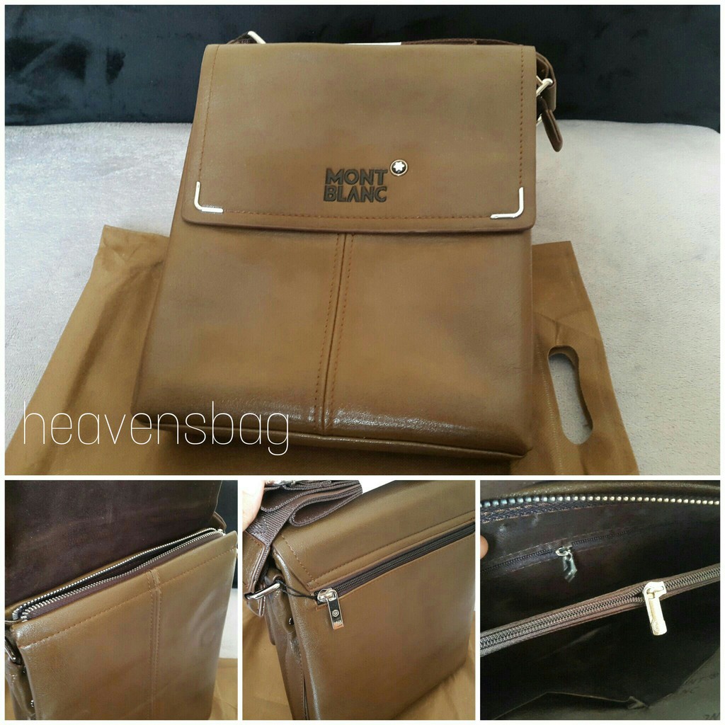 TAS SELEMPANG TAS KULIT TAS PRIA TAS COWOK TAS LAKI TAS IMPORT MONT BLANC COKLAT 8126 TAS SLEMPANG