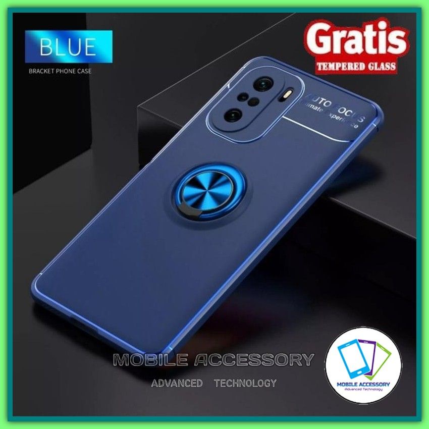 Softcase Xiaomi Poco F3 PocoF3 Casing iRing Soft Case I Ring Case Tempered Glass Cover Casing Murah