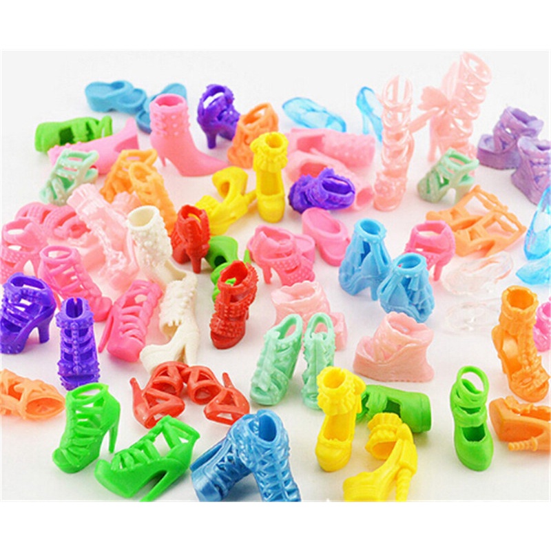 10pcs Dress Boneka Handmade + 10pcs Sepatu High Heels