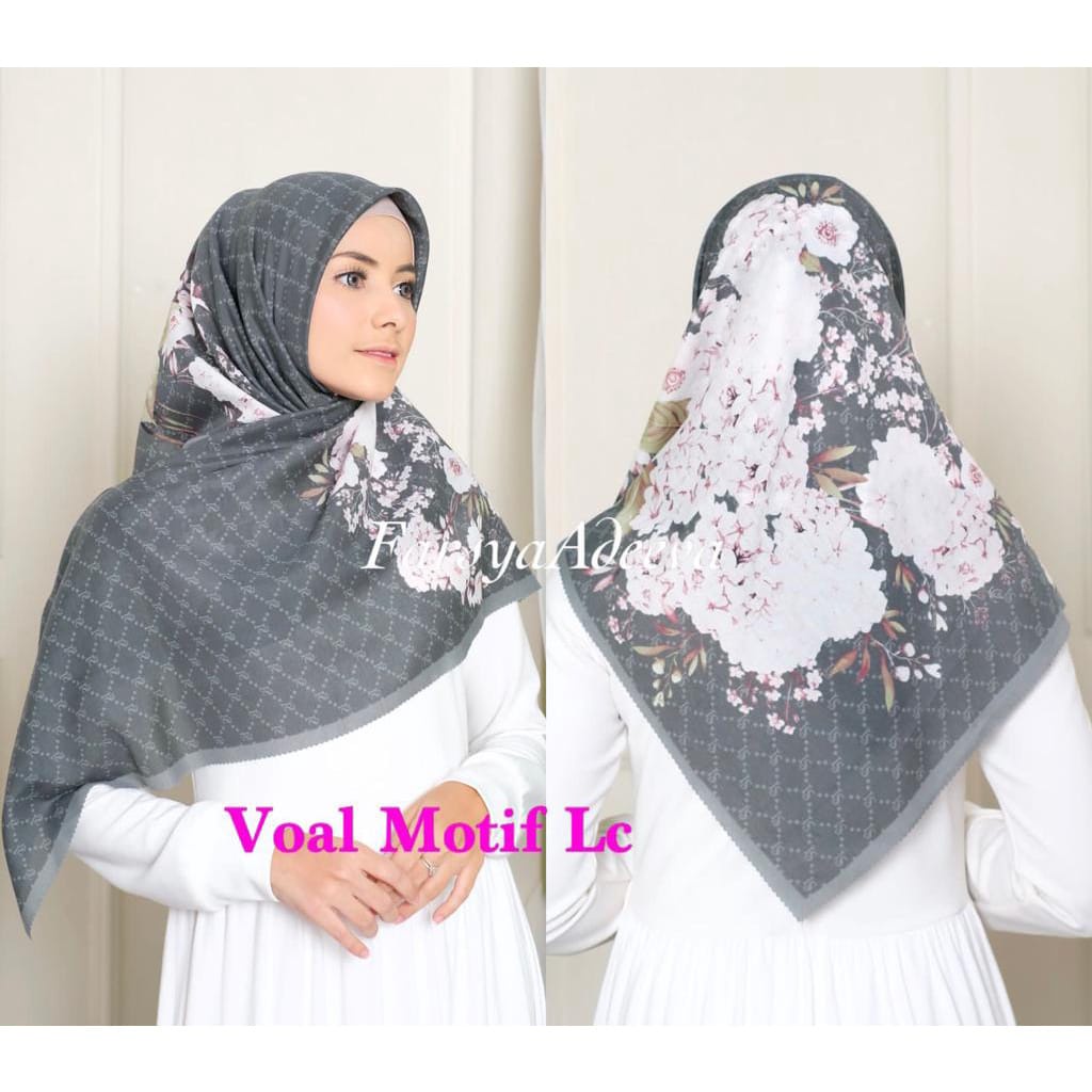 Kerudung segiempat motif terbaru segiempat motif deenay kw bahan voal grosir segiempat motif termurah Safa Hijab-ANGGREK GREEN