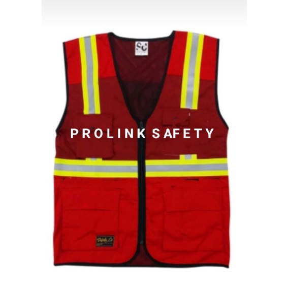 ROMPI SAFETY PREMIUM BAHAN KAIN DRILL MERAH KOMBINASI MARON PAKAI FURING REAL PICTURE