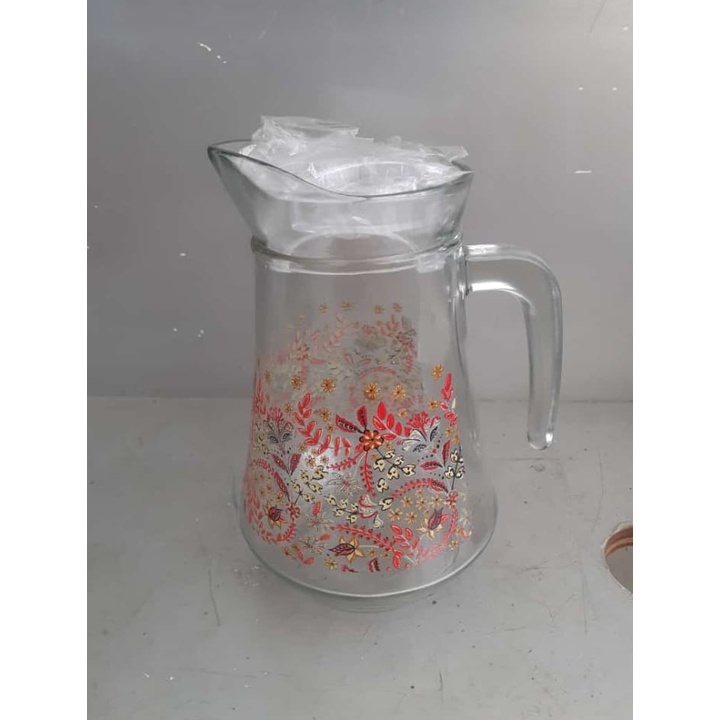 Hampers Cantik Souvenir Teko Kaca Pitcher Set Cantik Drink Set Gelas Kaca Unik Pitcher Kaca Merah Be