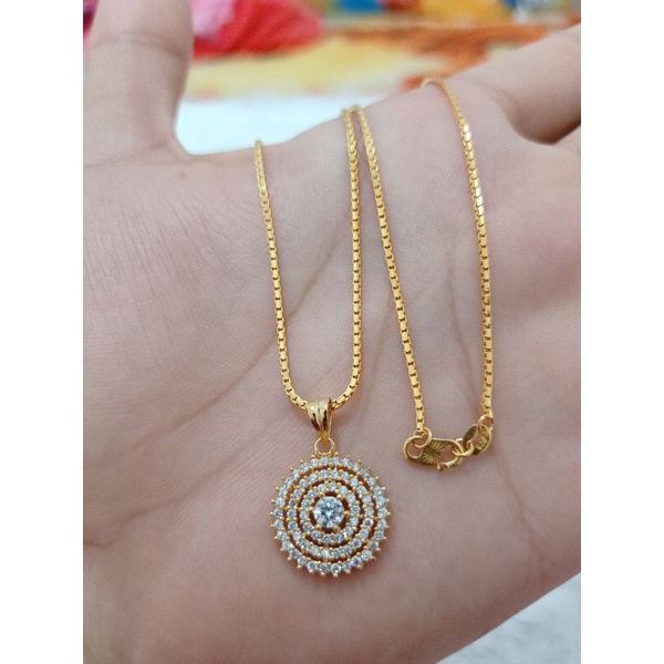 KALUNG DAN LIONTIN PERAK 925 ROSE GOLD