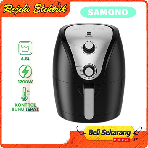 Samono 4.5L Air Fryer Mesin Penggorengan Tanpa Minyak Magic Fryer Pot Kontrol Suhu Ganda SW-KZ01 ( Green Black )