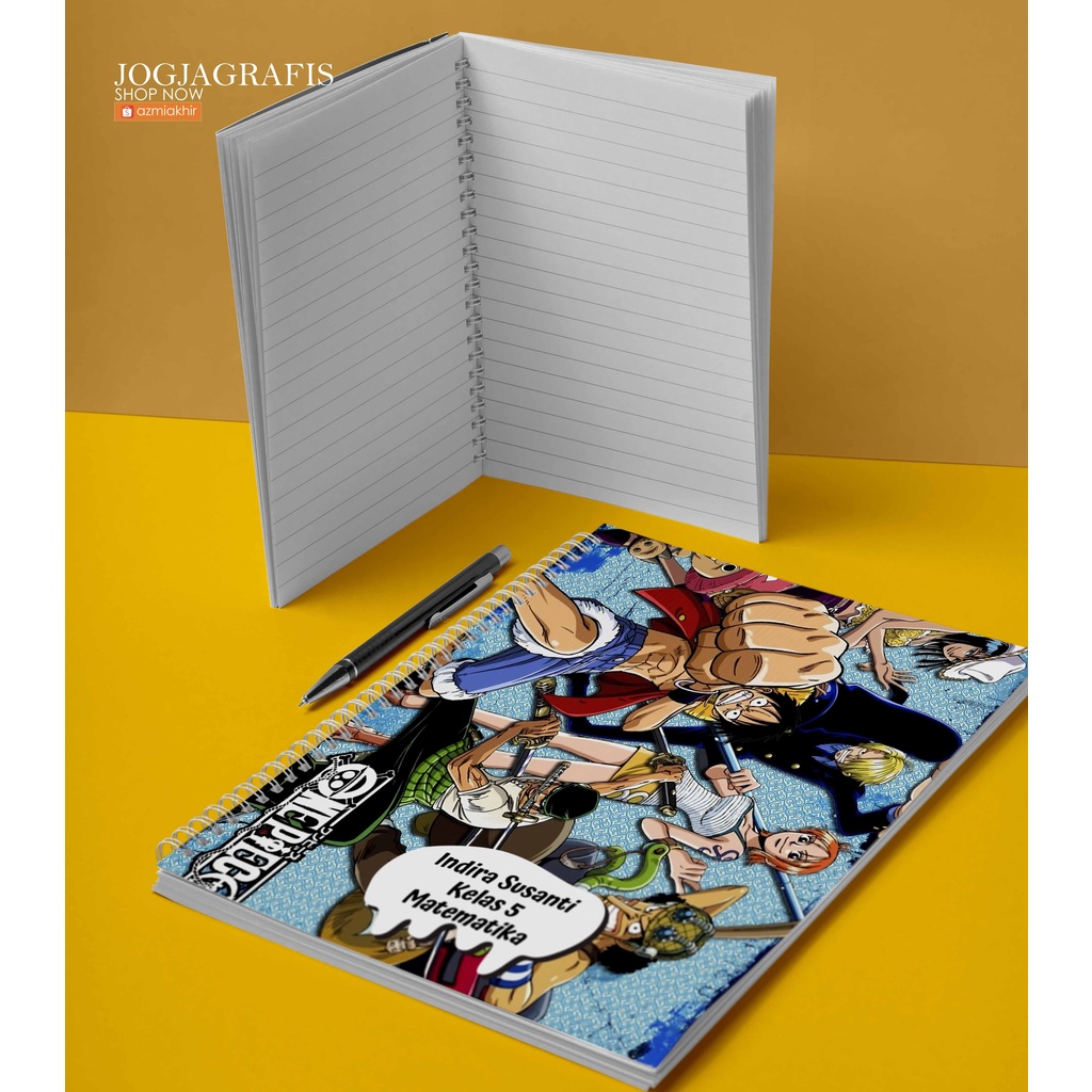 

Buku Tulis Spiral Anime One Piece A5 Custom Desain / BUKU TULIS CUSTOM / bloknot Spiral / Notebook Spiral