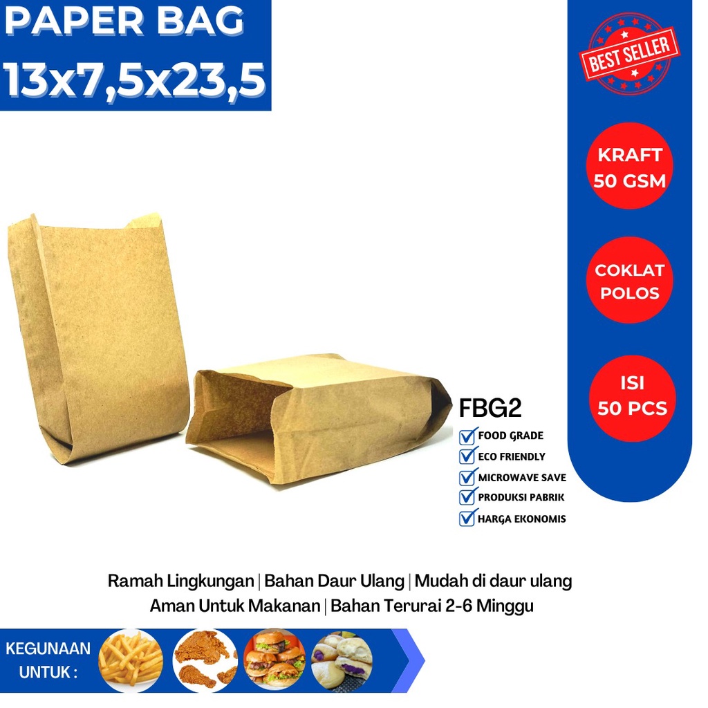 Paper Bag Small Kantung Fried Chicken (Isi 50 Pcs-FBG2B)