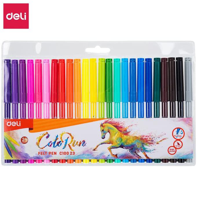 

DISKON Deli EC10023 School Felt Pen/Spidol Warna-Felt Pen Washable 1.0mm 24C