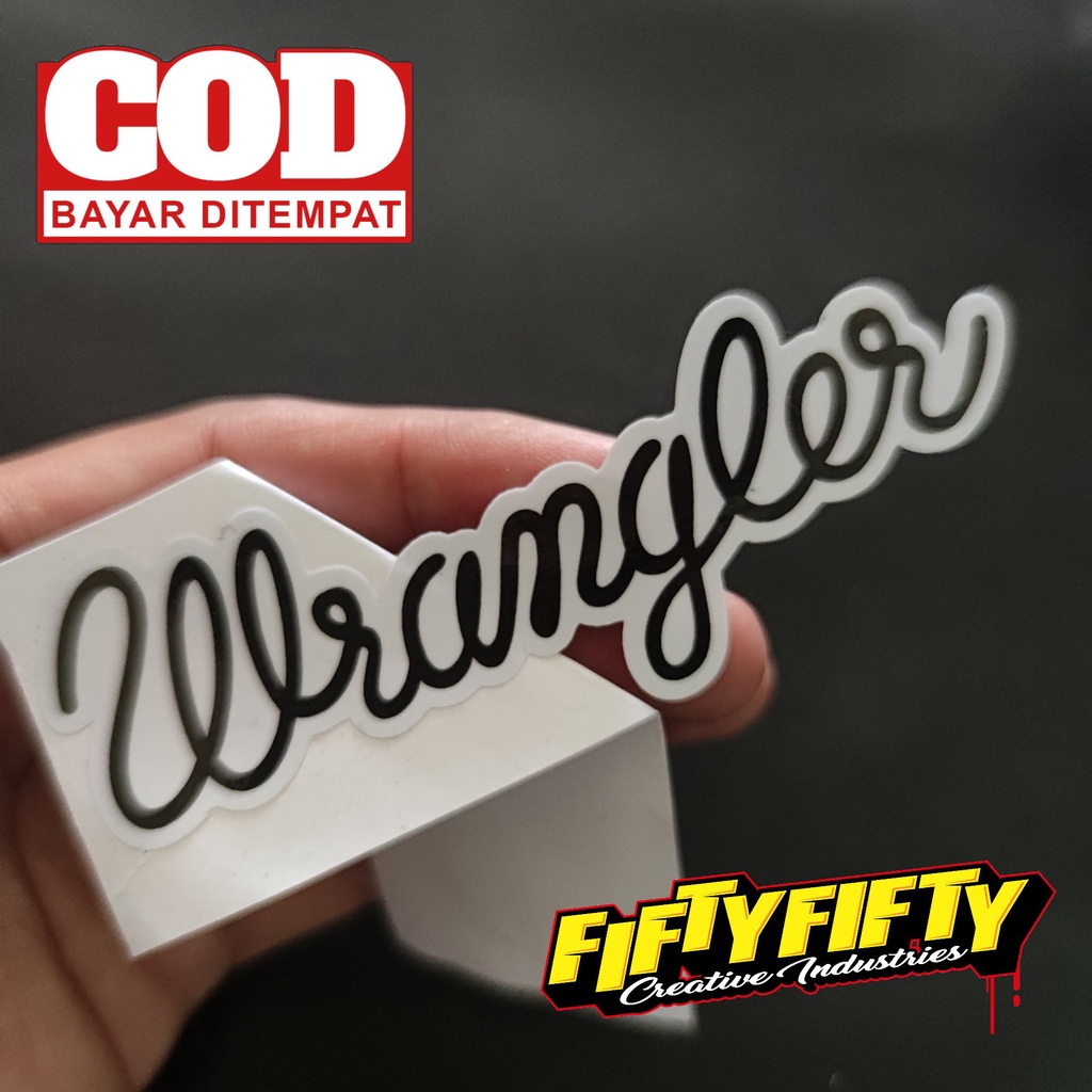 Stiker Print Cut WRANGLER SAMBUNG Stiker Printing Laminasi Glossy Tahan Air Stiker Motor Mobil Helm Sudah Membentuk Pola Desain