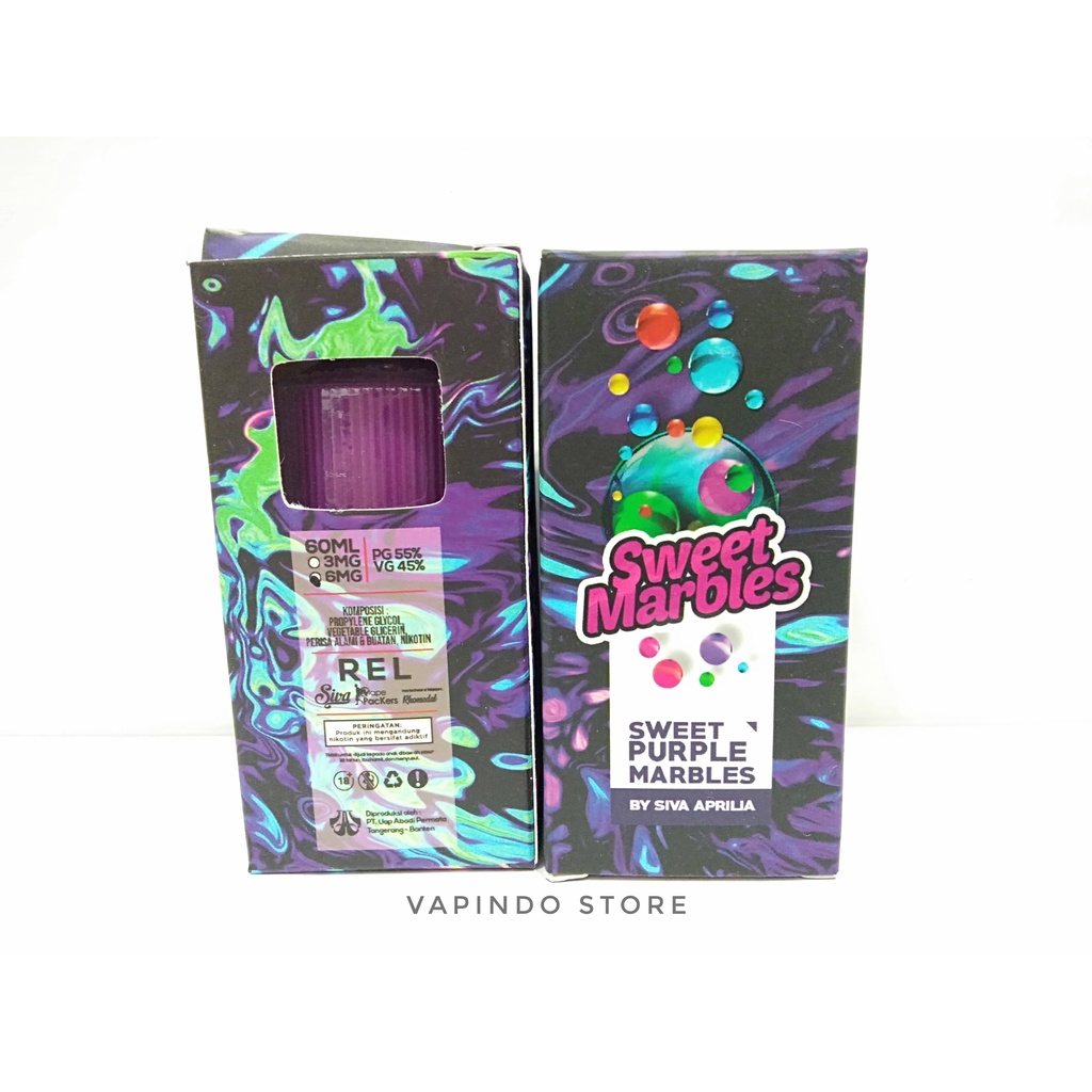 NIC 6MG PURPLE SWEET MARBLES 60ML BY VAPE PACKERS SIVA APRILIA LIQUID