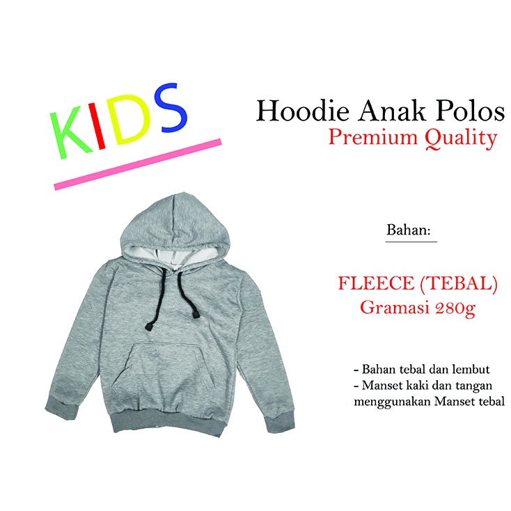 Hoodie Jumper Anak Polos Tebal Lembut