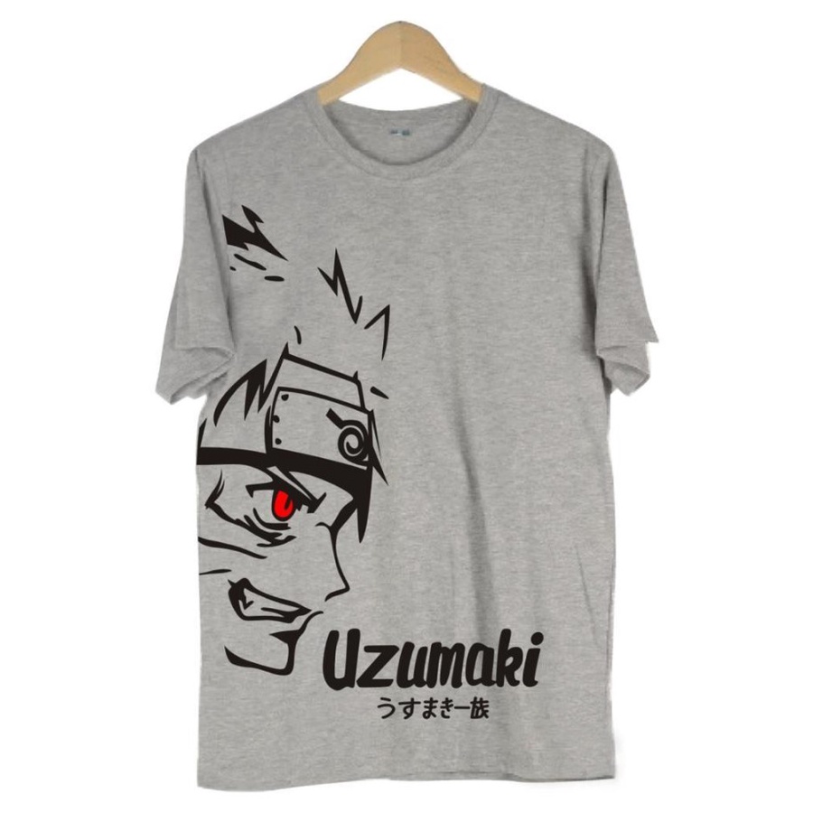 Kaos Distro Pria T-Shirt Pria Kaos Pria Naruto Uzumaki - Abu-abu