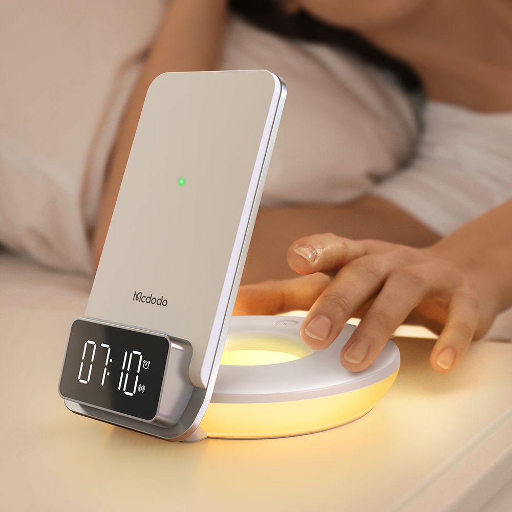 MCDODO CH-1610 Desktop Stand Wireless Charger Alarm Clock - Garansi Resmi 6 Bulan