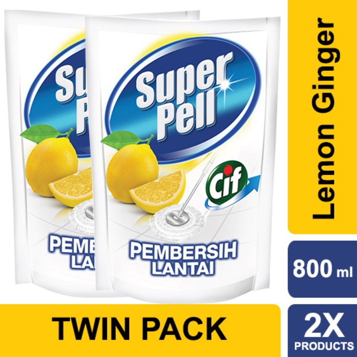 Super Pell Pembersih Lantai Kuning Pouch 800 Ml Twin Pack Unilever
