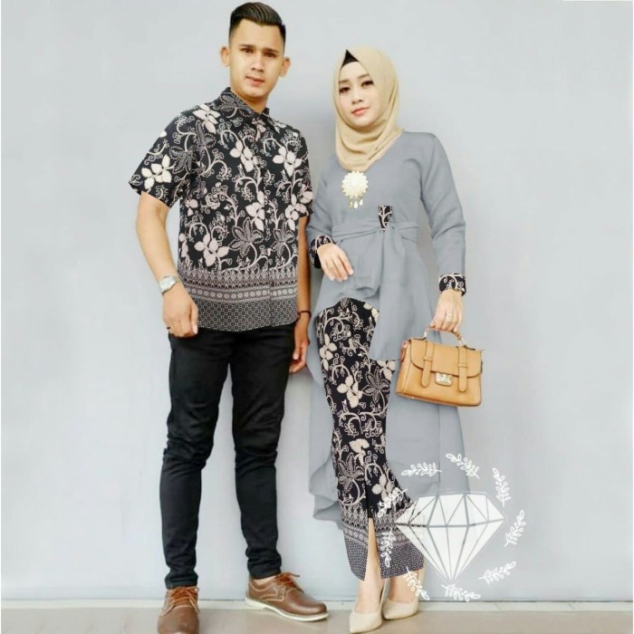 Batik / Muslim Wanita Couple Pria Pesta Kondangan kekinian Kapelan Nikahan Cowok cewek Baju Pesta 20
