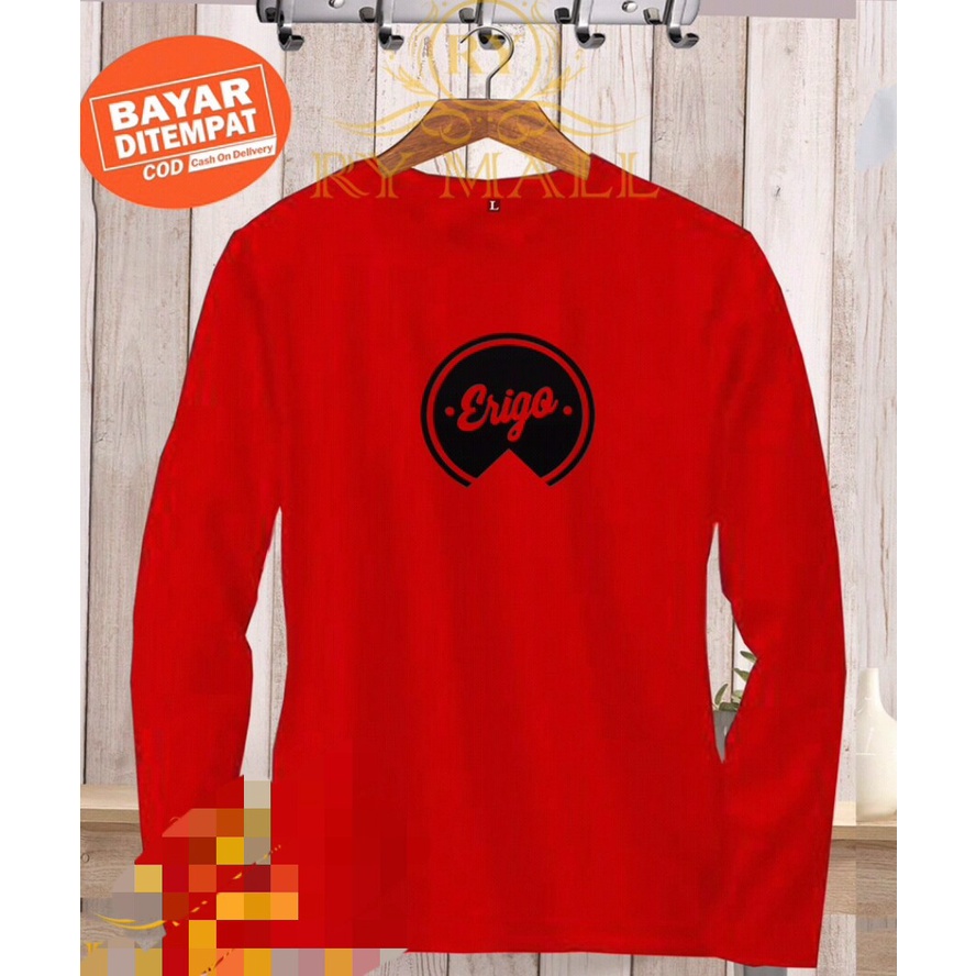 RASGRA STORE Kaos Lengan Panjang _Erigo_ Blok Bulat Motif Hitam / Kaos Pria / kaos Polos / Promo Kao