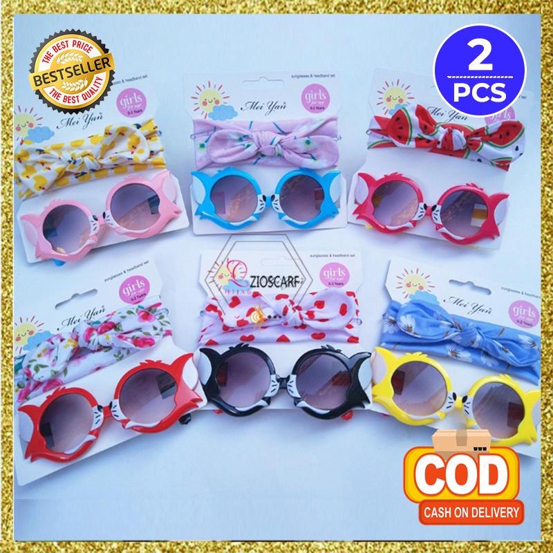 Bandana Bayi Kacamata Anak perempuan Headband baby pita rambut bando Set 2in1 fashion korea import ak40