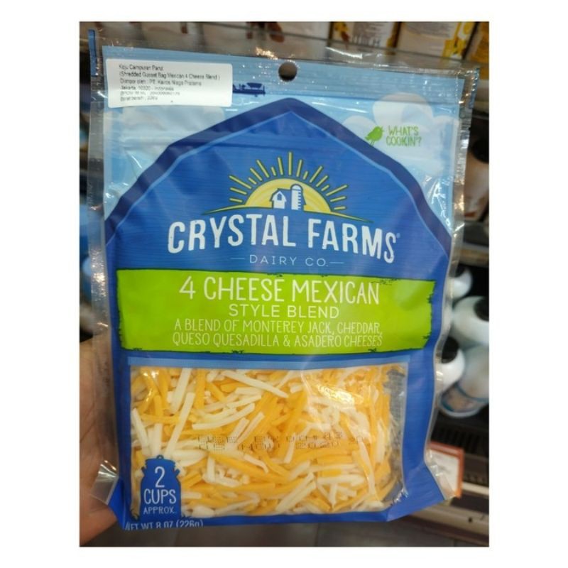 

Crystal Farms 4 Cheese Mexican Keju Campuran Parut 226 gr