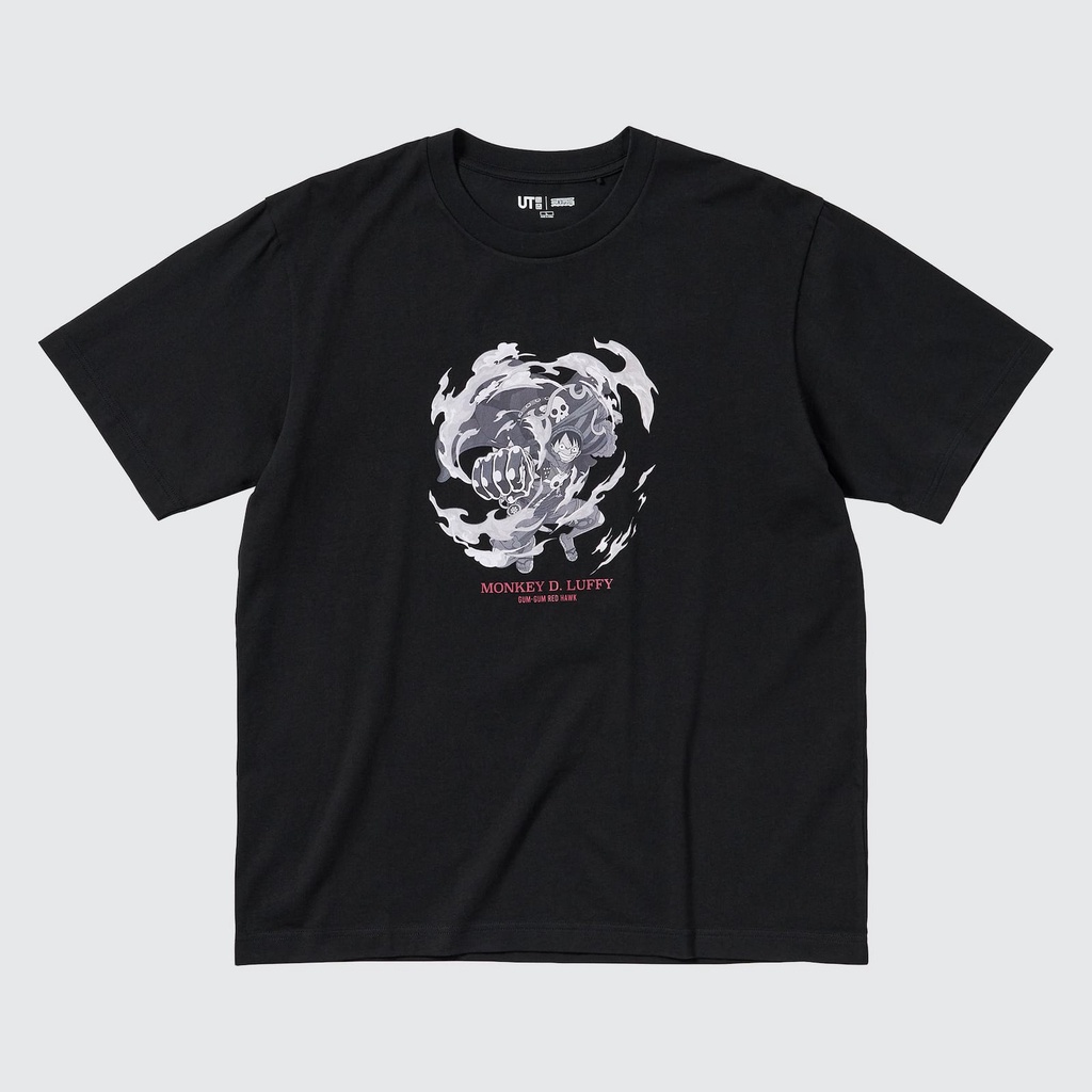 T-SHIRT ONE PIECE X UNIQLO 2022 | UNIQLO X ONE PIECE FILM RED | UT GRAPHIC T-SHIRT | AKAGAMI | SHANKS | KAOS ANIME | STREETWEAR-LUFFY BLACK