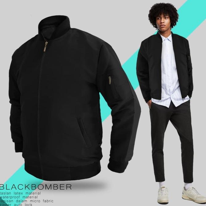 JAKET BOMBER POLOS HITAM