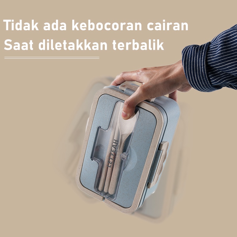 Letyeah &amp; Kaizenliving lunch box jerami kotak makan anti tumpah Tempat Makan 1500ml bpa free