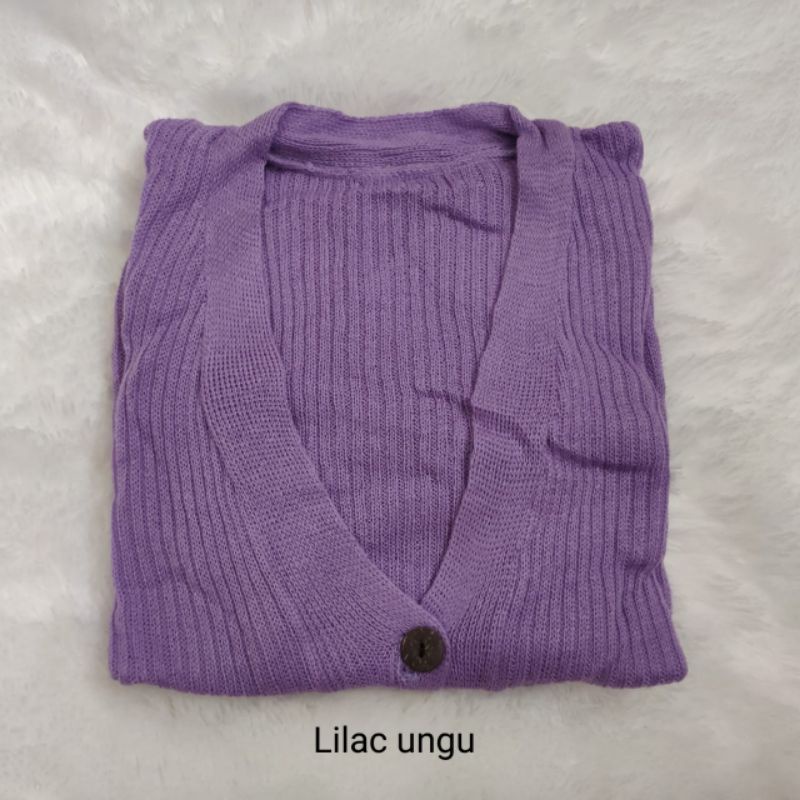 Cardy Cardigan Rajut Crop Basic Outerwear Wanita Kancing Batok  Terbaru 2022 Bahan Rajut Halus Premium Allsize-Lilac Ungu