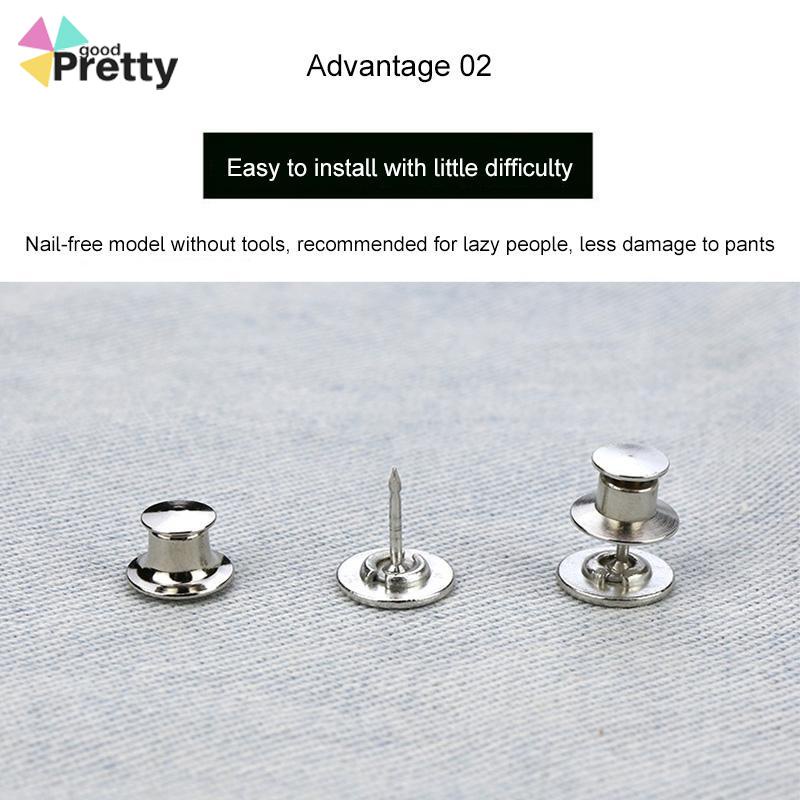 Kuku Gratis Pinggang Dilepas Penutup Tombol Jeans Penyesuaian Tombol Logam - PD