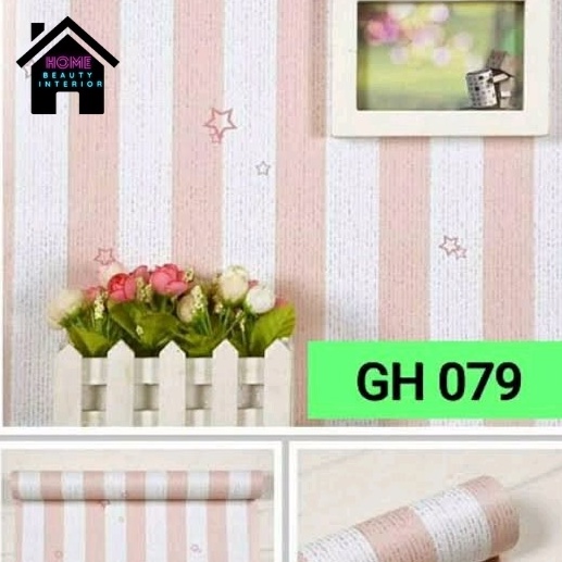 Wallpaper Sticker Motif Salur Pink Bintang